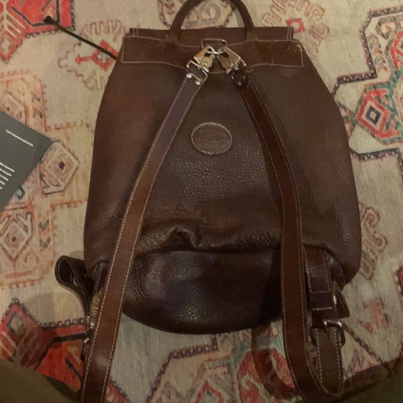 Brown leather roots backpack main image 7